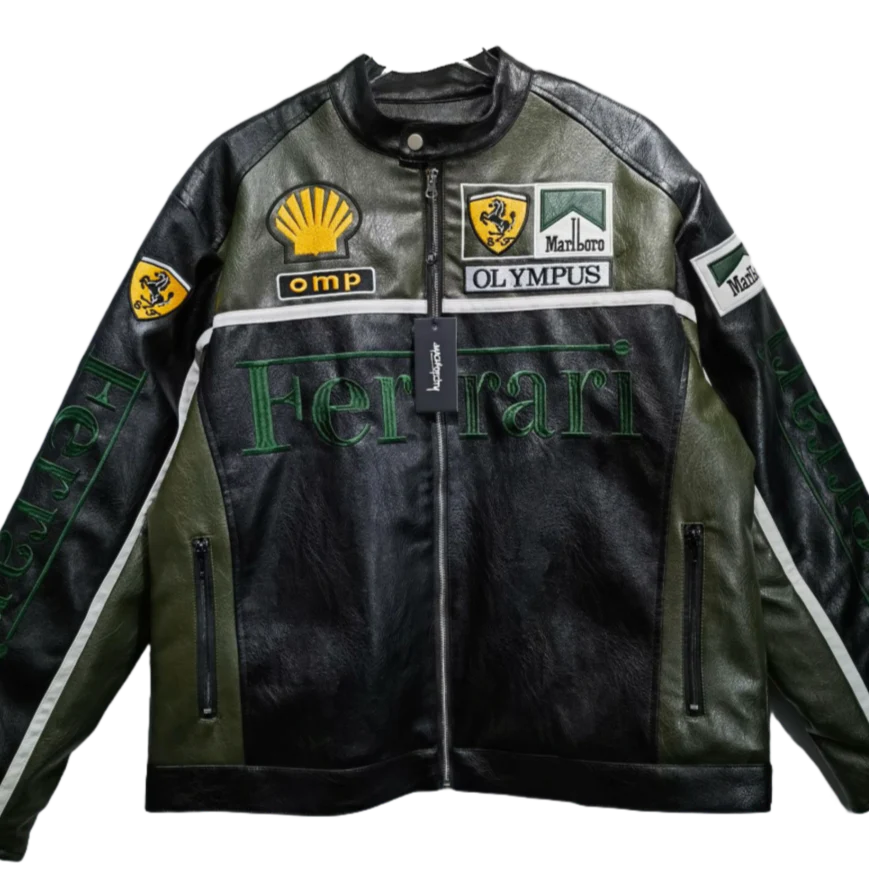 GIACCA IN PELLE FORMULA 1 VERDE "OLYMPUS"
