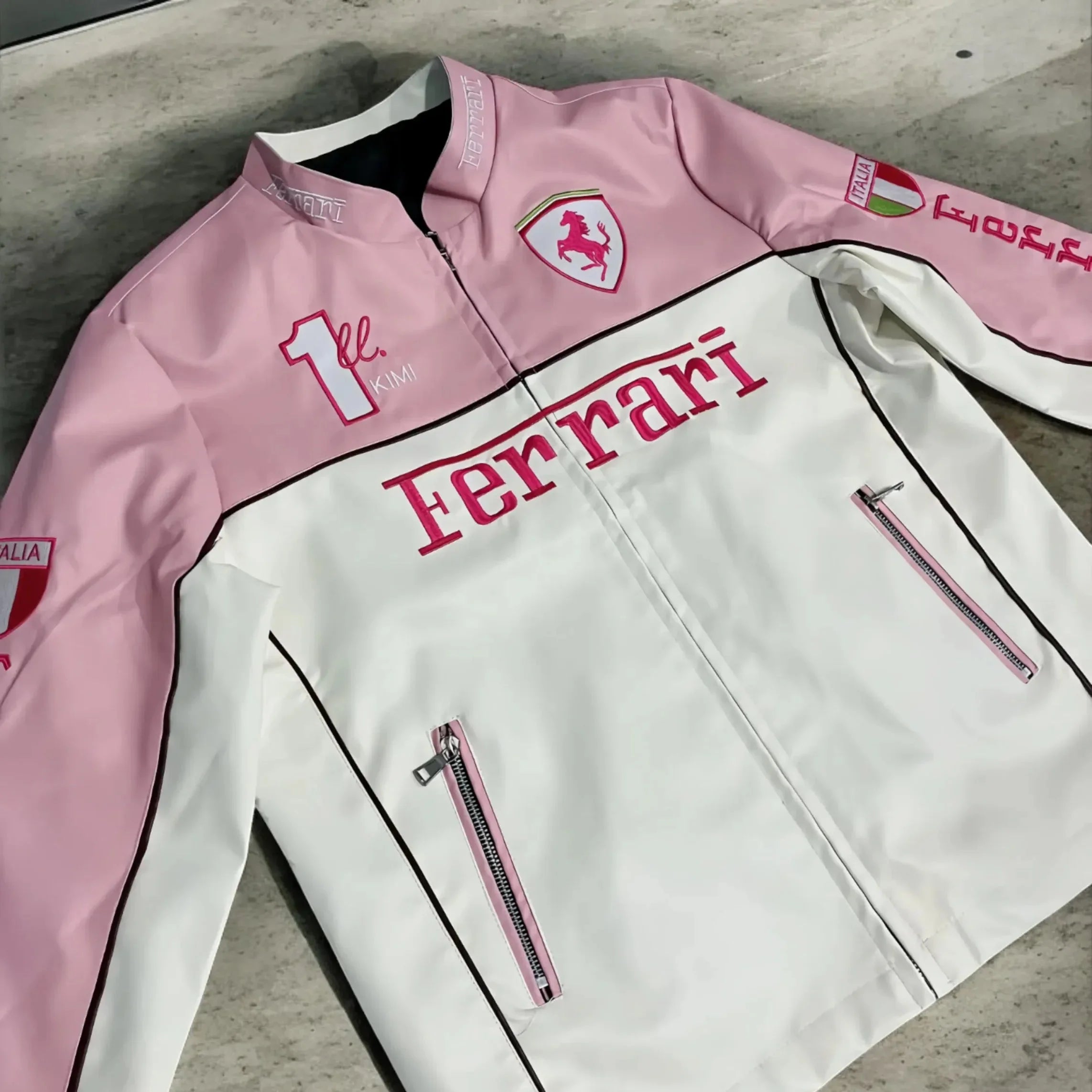 GIACCA IN PELLE FORMULA 1 ROSA "KIMI"